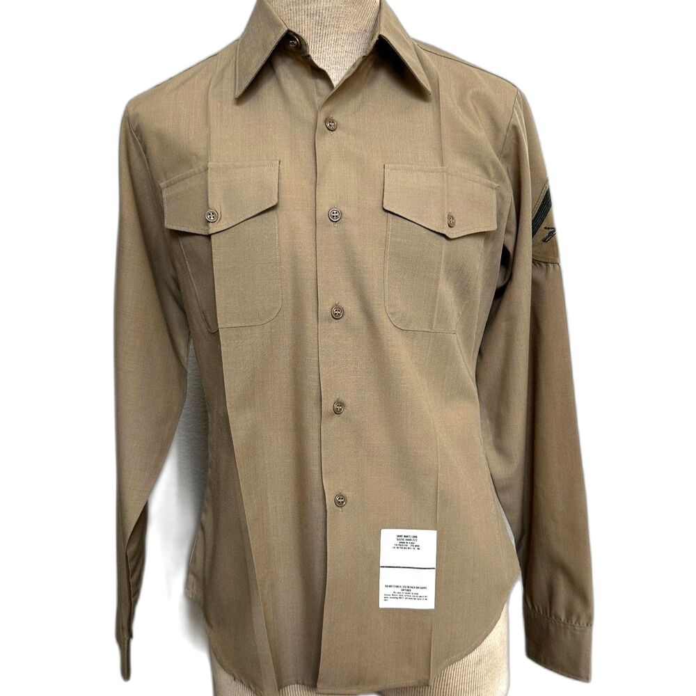 Khaki Marine Corps Service Khaki Dress Shirt - Men 16 x 36 - Alpha Uniform